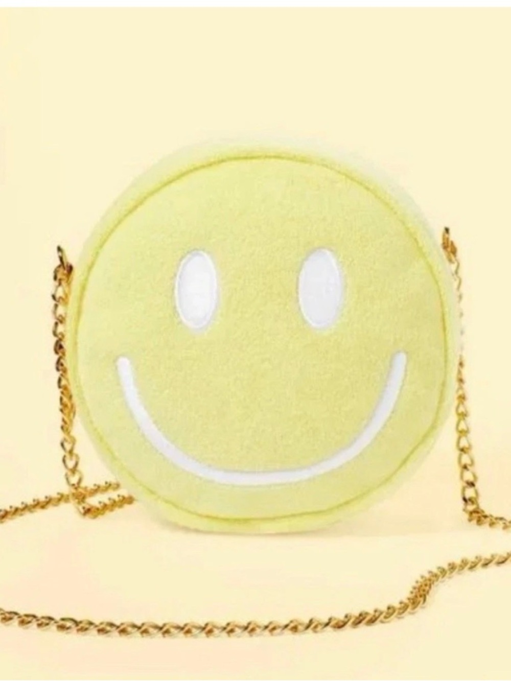 Stoney Clover Lane Lemon Yellow Smiley Face Round Crossbody